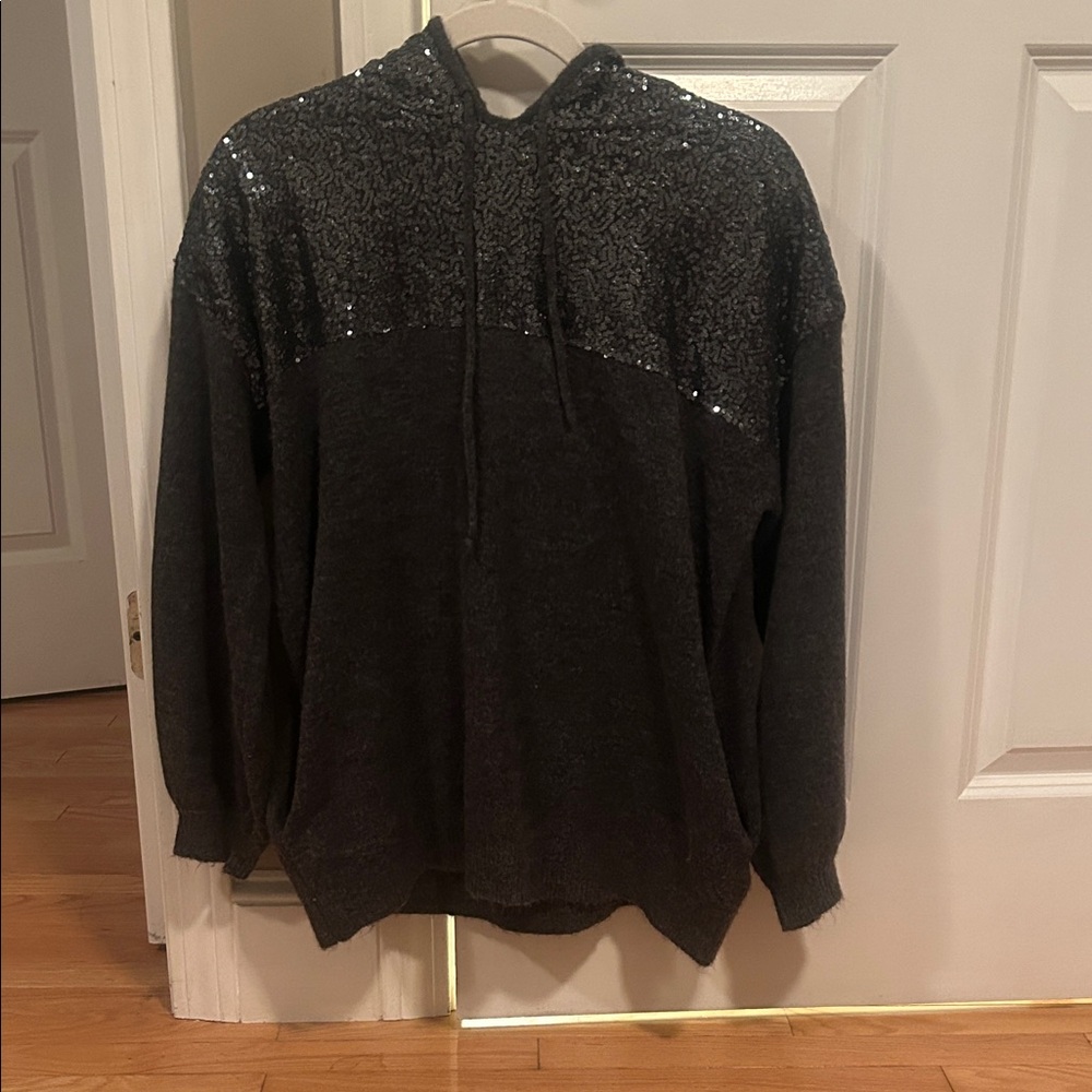 Elegant Black Sequin Sweater
